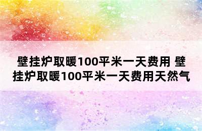 壁挂炉取暖100平米一天费用 壁挂炉取暖100平米一天费用天然气